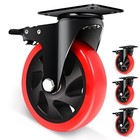 5 Inch Swivel Caster Wheels Set Of 4 Heavy Duty Plate Casters Brake 2200 Lbs