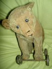 Wonderful  1907 Antique Steiff Ear Button  Straw-filled Mohair  Bear-on-wheels    