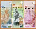 Set Bahamas  1 2-1-3 Dollars  2017-2019  P-new  Qeii  Unc Redesigned