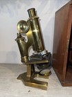 Antique  R j Beck Microscope Solid Brass 28266 London Philadelphia With Case
