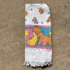 Vintage Fringed Animal Bath Towel Child Baby Lion Giraffe Cow Print 36   x23   