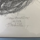 Afghan Hound Dog Print Sketch By G  Marlo Allen 1981 Signed Slate Blue Mat Vtg