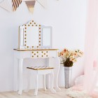 Fantasy Fields Gisele Polka Dot Kids Vanity Table   Stool  White   Gold