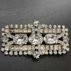 Antique Art Deco Rhinestone Brooch 1920s 1930s Crystal Silver Tone Statement Pin