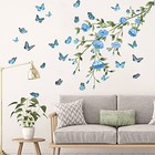 Flower Wall Decals Tree Branch Wall Stickers Peel And Stick Removable Diy Blue