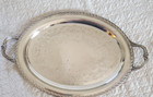 Oval Wm Rogers International Silverplate Waiter Tray Spring Flower 20 Inch 2081