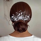 Rhinestone Wedding Hair Comb Pearls And Crystal Bridal Hair Piece Wedding Flo   