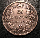 Old Canadian Coins 1900 Canada Silver Twenty Five Cents 25 C