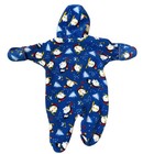 Columbia Fleece Bunting 0-6 Months Blue Penguin Snowman Vtg Soft Warm Snowsuit