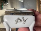 Vintage 1950s Arnart Japan Porcelain Trinket Jewelry Box White With Gold Accents