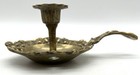 Vintage Baroque French Brass Candle Stick Chamberstick Ornate Design W Handle