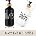 Kitchen Glass Soap Dispenser Set With Bamboo Tray And Bamboo Pump  16 Oz 2 Set