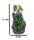 Ebros Emerald Dragon On Crystal Geode Mountain Backflow Incense Burner With Led