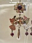 Love Bird   Flower Amethyst Tear Drop Earrings Sterling Frida Kahlo Taxco Mexico