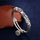 Vintage Chinese Style Lotus Fish Bangle Women Adjustable Hanfu Bracelet