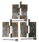 3 Ornate Antique Eastlake Victorian Cannon Ball Pin Door Hinges 4 5  X 4 5 