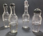4 Cruet Clear Inserts  Salt Pepper Oil Mustard   Cheese For Silverplate Frame