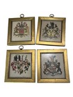 Vintage Heraldic Coat Of Arms Prints Set 4 Gilt Wood Frames De Geer Antique