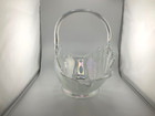 Vintage L e  Smith Glass Basket Clear Iridescent Feather Fern  14    X 10 5    