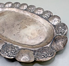 Vintage Mexico Sterling Silver 925 Oval Dish Floral Repousse Handmade Folk Art