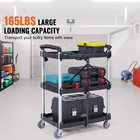 Foldable Utility Service Cart 3 Shelf 165lbs With Swivel Lockable Wheels