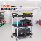 Uimoso Foldable Utility Service Cart 3 Shelf 165lbs With Swivel Lockable Wheels