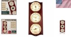 Handcrafted Wooden Weather Station - Barometer   Hygrometer With Elegant Design