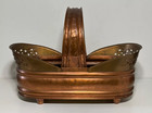 Vintage Copper Planter With Handle  Antique Metal Flower Pot