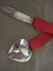 Vintage Leonore Doskow Sterling Silver Heart Red Ribbon Bookmark
