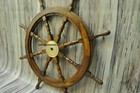 36 Inch Wooden Ship Steering Wheel Pirate D  cor Wooden Brass Finishing Wall Boat