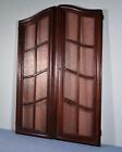 54  Tall Pair Of Antique French Cabinet Doors Purple Glass Oak Frames Salvage