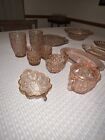       vintage Pink Depression Glass Mixed Lot Of 12