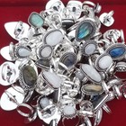 Labradorite   Mix Gemstone 925 Sterling Silver Plated Wholesale Fancy Lot Rings