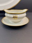 Antique Mz Austria Platter   Gravy Boat Set Gold Gilt W Monogram C1900