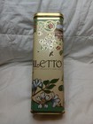 Beautiful Vtg Gold Floral Cookie Biscuit Tin Empty Box Container Switzerland 11 