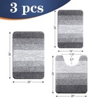 Microfiber Bathroom Mats 3 Pc  Soft Toilet Rug Set  Grey