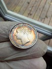 1883 Great Britain Shilling Victoria Young Head Unc Ms Rainbow Toning Lustrous S