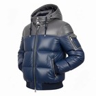 New Arrival Two Tone Leather Bubble Bomber Jacket Hooded Winter Puffer Jacket