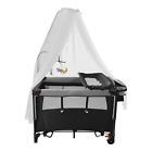 6in1 Baby Foldable Sleeper Bassinet Portable Crib Playard W diaper Changer Gray