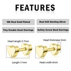 18k Gold Plated Sterling Silver Star  Heart   Screw Back Dainty Stud Earrings