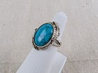 Vintage Turquoise Feather Ring Sterling Silver Southwestern Style Band Set 5 5-6