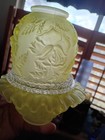 Lg Wright Fenton Wild Rose Yellow Fairy Lamp Embossed Roses Clear Insert 3pc Exc