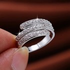 Elegant 925 Sterling Silver White Topaz Charms Wedding Engagement Ring Size 6 5