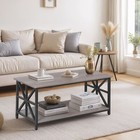Coffee Table For Living Room Rectangular Center Table With 2 Storage Shelf Oak