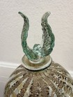 Murano Glass Perfume Bottle 7 75  Green Copper Italy  Signed Seguso Viro  Murano