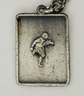 Vintage One Sided Running Football Player Metal In Goldtone Keychain Keyring