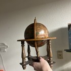 Vintage Old World Globe Zodiac Signs Wooden Desk Top World W stand Made In Italy