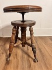 Antique Victorian Wooden Piano Stool With Glass Ball Claw Feet