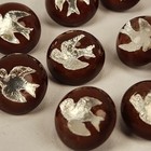 10 Antique Victorian Czech Cased Glass Silver Foil Bird Sparrow Button 8mm Round