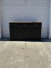 Stunning Vintage Distressed Buffet  Black Sideboard  Black Dining Room Credenza